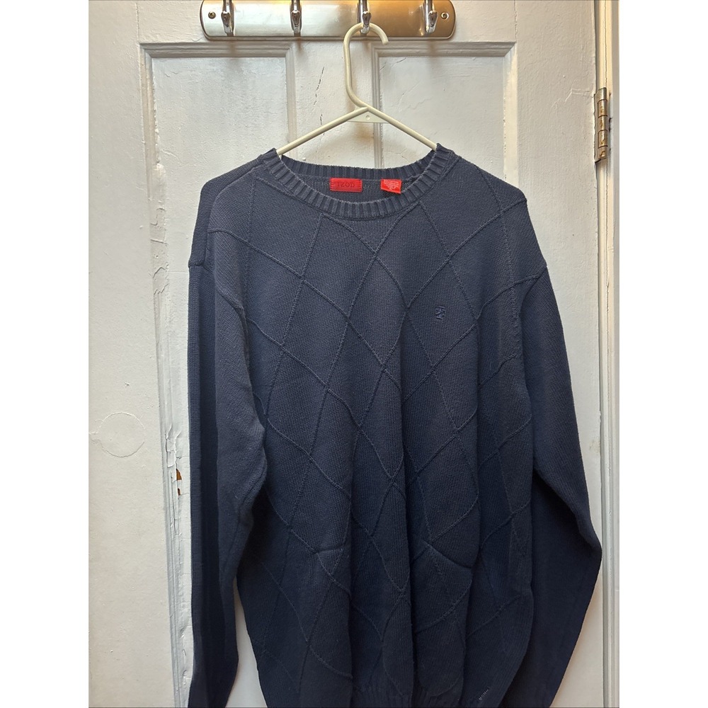 Izod ‎ 100% Cotton Navy Blue Men's Pullover Sweater Extra Large Euc